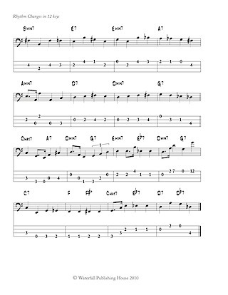 jazz bass tab basstab.net constructing walking jazz bass lines book II rhythm changes in 12 keys bass tab edition ex8 